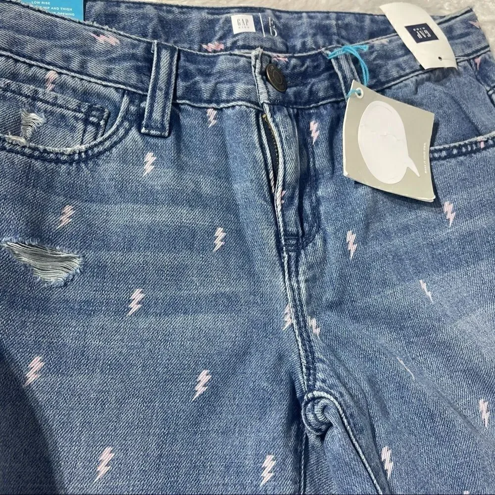 Gap Kids lightning bolt distressed boyfriend jeans